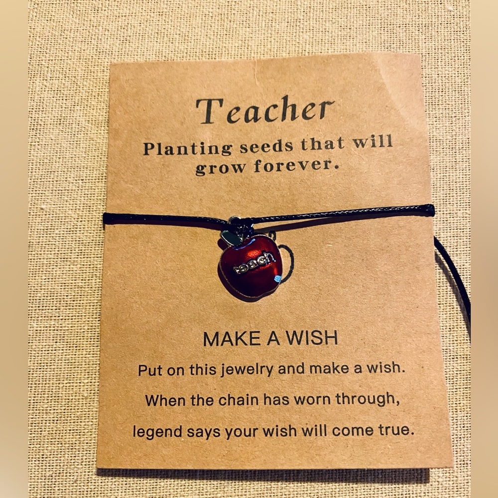 Teacher Thank You Bracelet Anklet Make A Wish Teach End of Year Graduati…